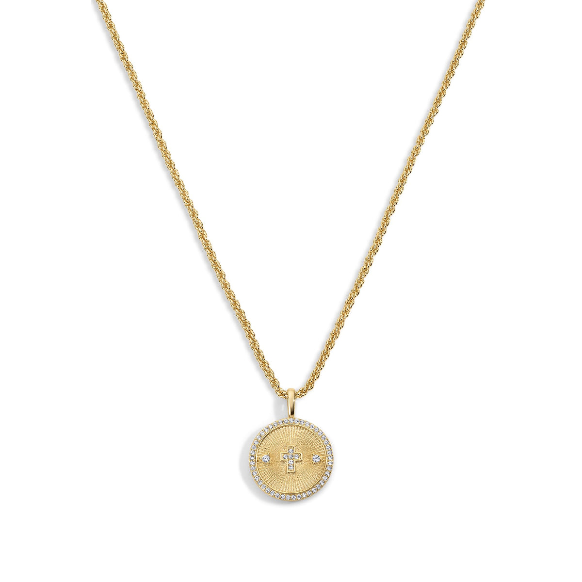 Electric Picks Guardian Necklace, Gold Cross Necklace for Women, Rope Chain – product photo (Pendant Necklaces)