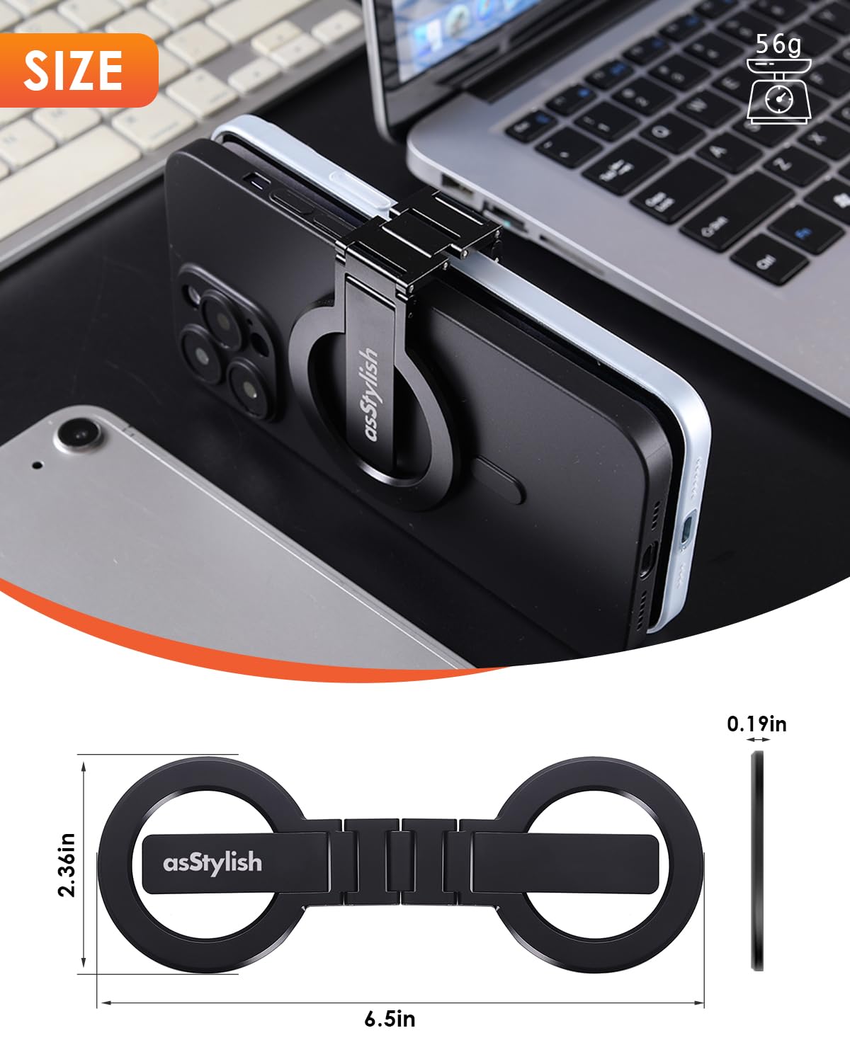 asStylish Twins Carry: Magnetic Dual-Phone Holder for iPhone & Android | Lightweight Solution for Professionals, Travele