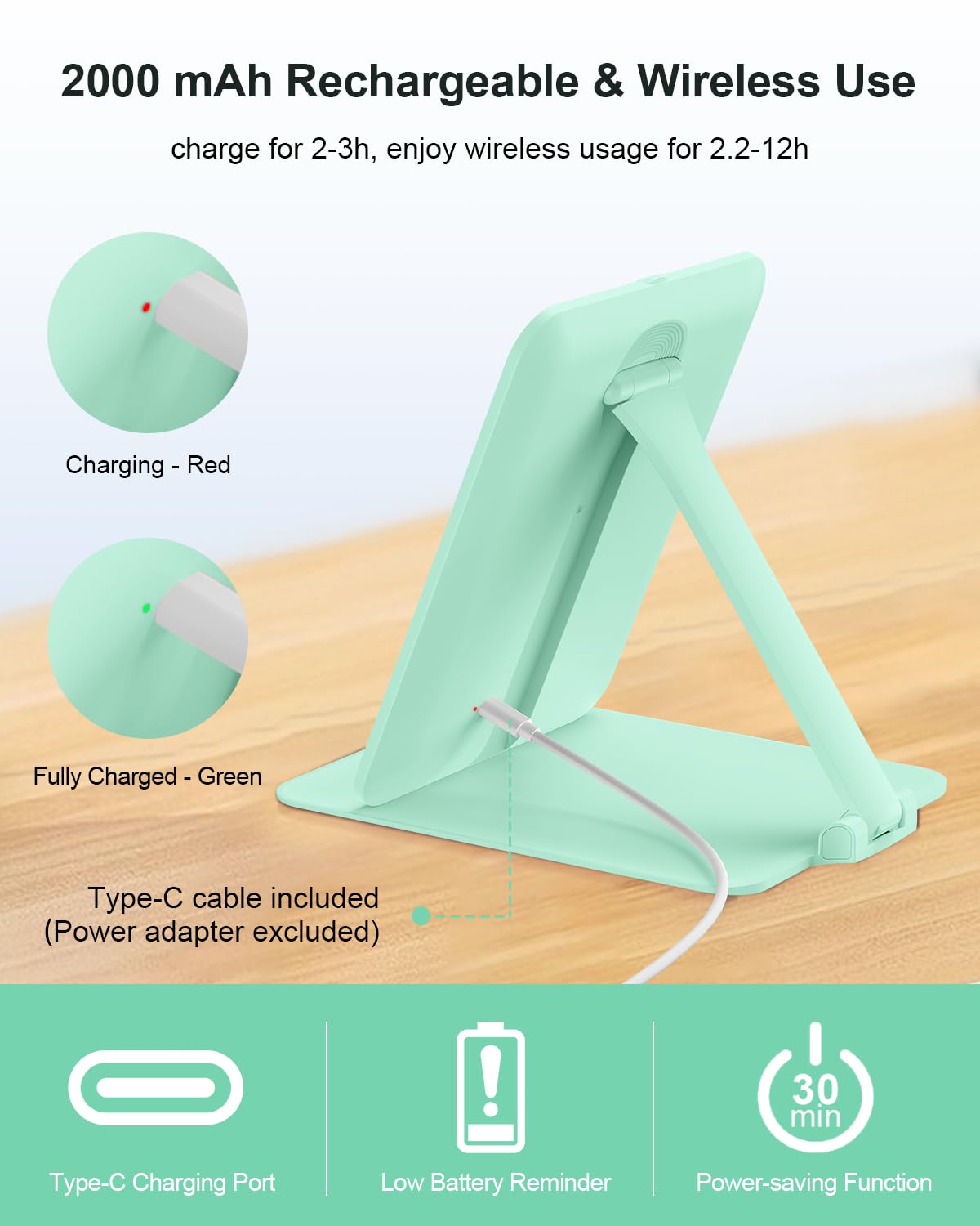 Gospire Travel Makeup Mirror with 3 Lights and Magnification 10X, Green – packaging and label