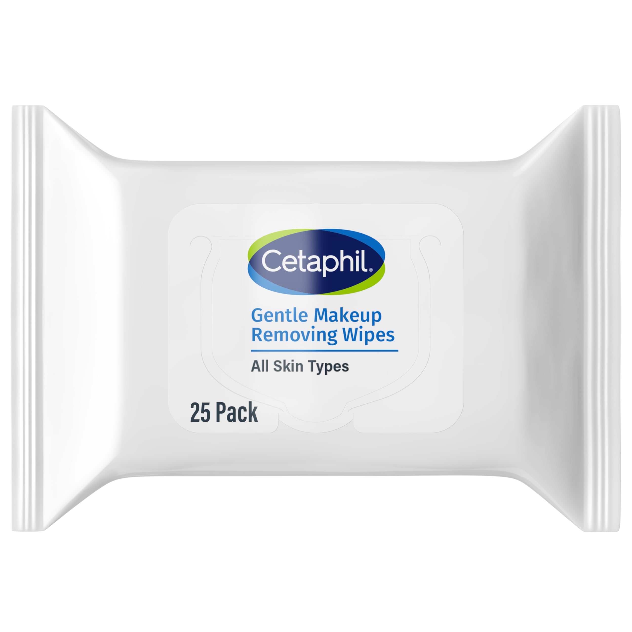 Cetaphil Gentle Makeup Remover Face Wipes in a 25-count pack, fragrance-free skin cleaning wipes for gentle face cleansing.