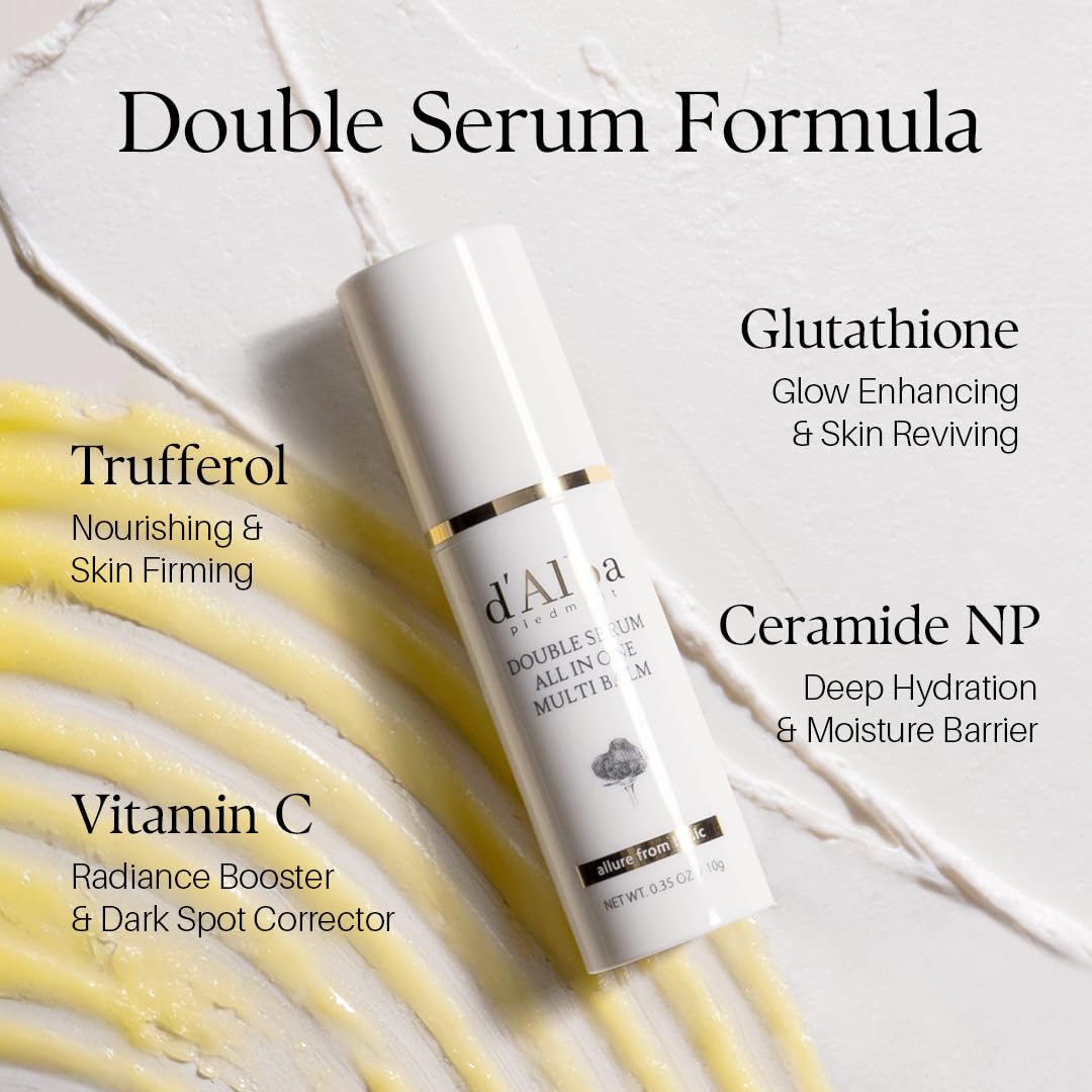 d'alba Piedmont White Truffle Double Serum All-in-one Multi Balm (0.35 oz) – back view and specifications