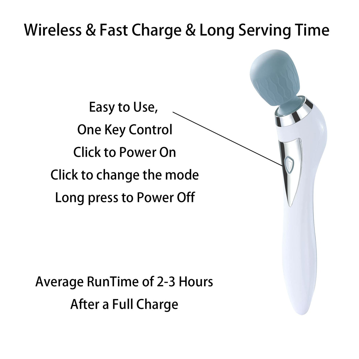 Asopal Handheld Cordless Personal Wand Massager, Muscle Massager for Neck Back Shoulder Waist Leg Feet, Portable Full Bo