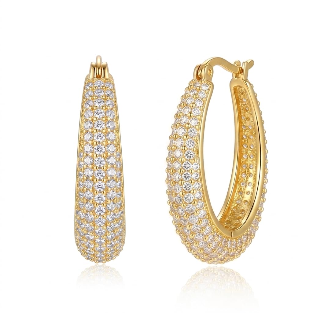 14K Gold Hoop Earrings for Women 20MM 24MM 25MM 30MM - SHINYKEND Official Imagery - 1
