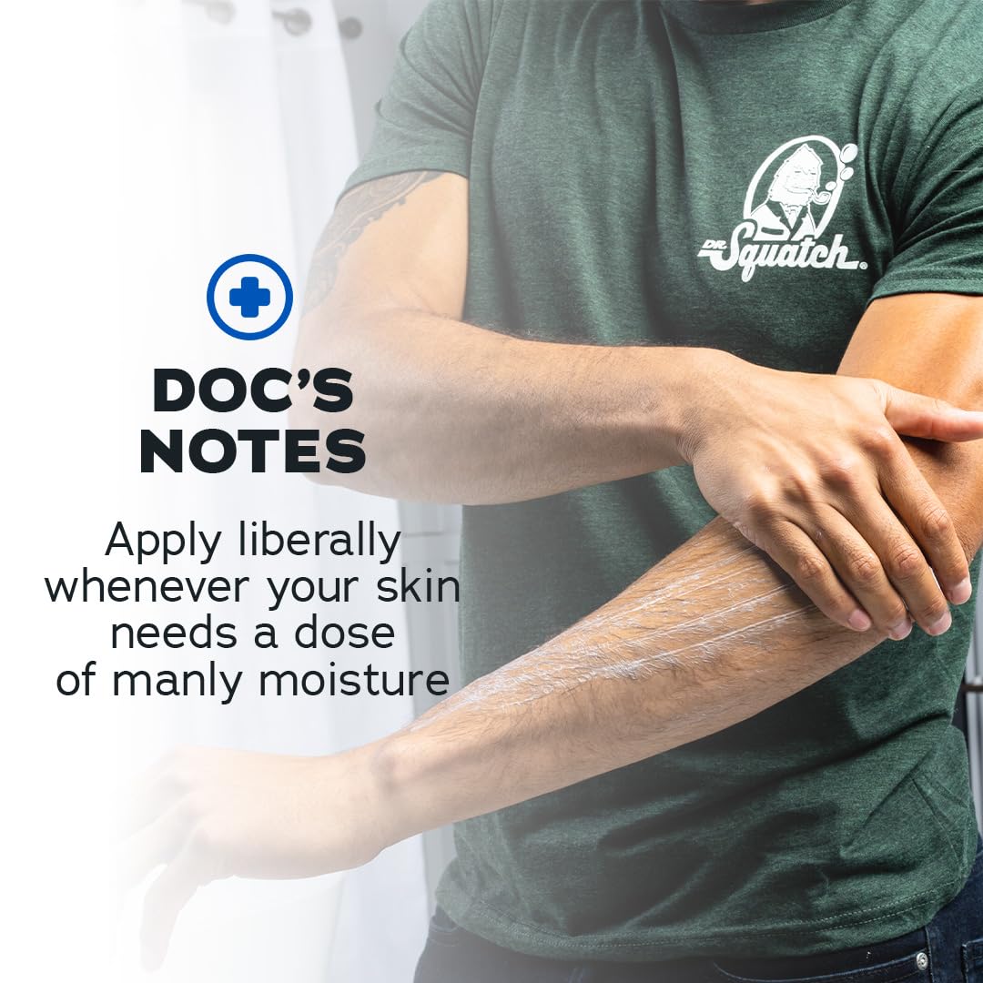 Dr. Squatch Natural Hand and Body Lotion for Men (10 fl oz, 2-Pack) – back view and specifications