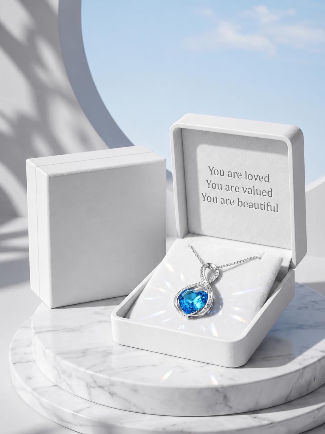 HVQP Inspirational Jewelry for Women I Love You Forever Infinity Heart Crystal Pendant Necklace Anniversary Christmas Va