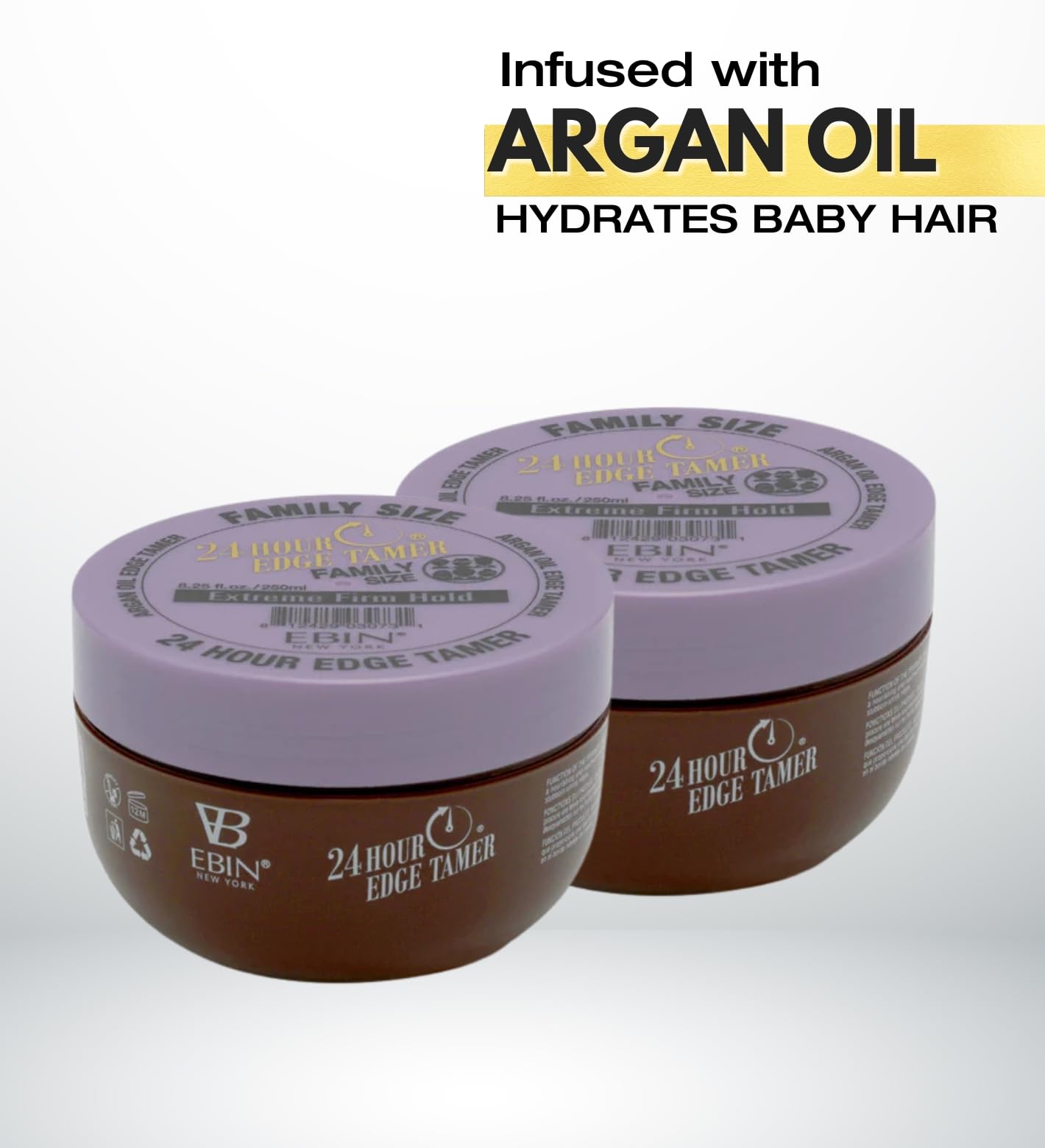 EBIN NEW YORK 24 Hour Edge Tamer Extreme Firm Hold Hair Styling Agent in a 2-pack gift set, designed for sleek, long-lasting edges.