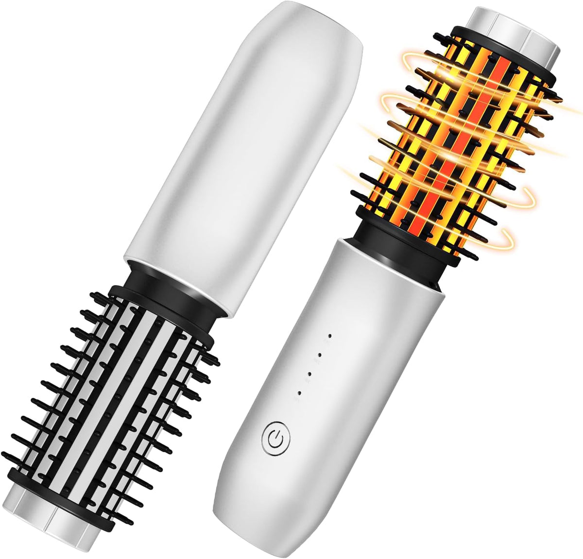 Dongxw Cordless Curling Iron Brush,1.5-inch Mini Travel Curling Iron, 3-in-1 Portable Heated Round Straightening Brush, 
