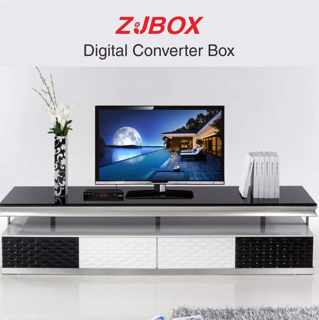Digital TV Converter Box, ATSC Tv Tuner - ZJBOX for Analog HDTV Live 1080P with Recording&Playback,HDMI Output, Timer Se