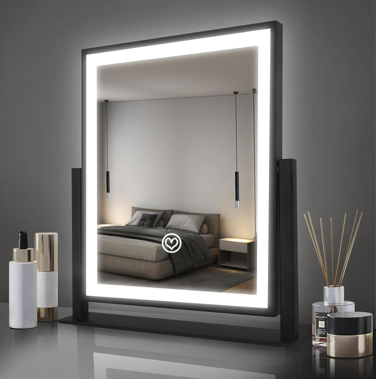 Beelux Vanity Mirror with Lights, 11" Makeup Mirror with Dimmable Light, Smart Control, Memory, Adjustable 3 Modes L