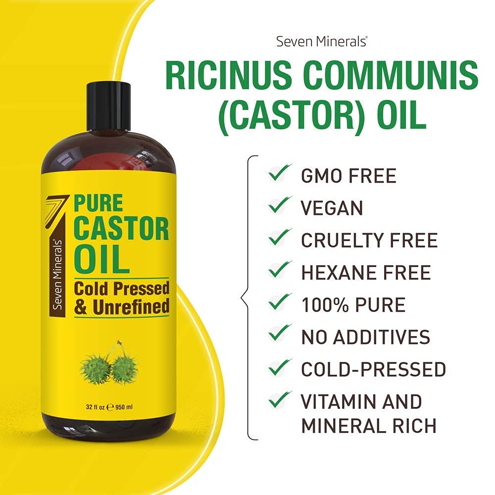 Seven Minerals Pure Grapeseed Oil & Pure Castor Oil – packaging and label