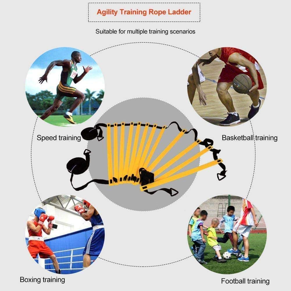 XINXIANG Agility Ladder, Speed Ladder, Speed Training Equipment Set, 20ft Agility Ladder, 12 Soccer Cones, Running Parac