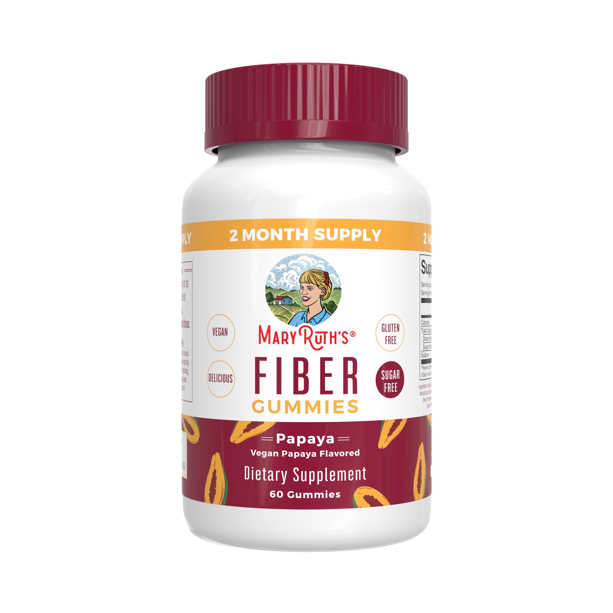 MARYRUTH'S Fiber Gummies for Adults, Sugar Free, 60 Count, 2 - Product Imagery
