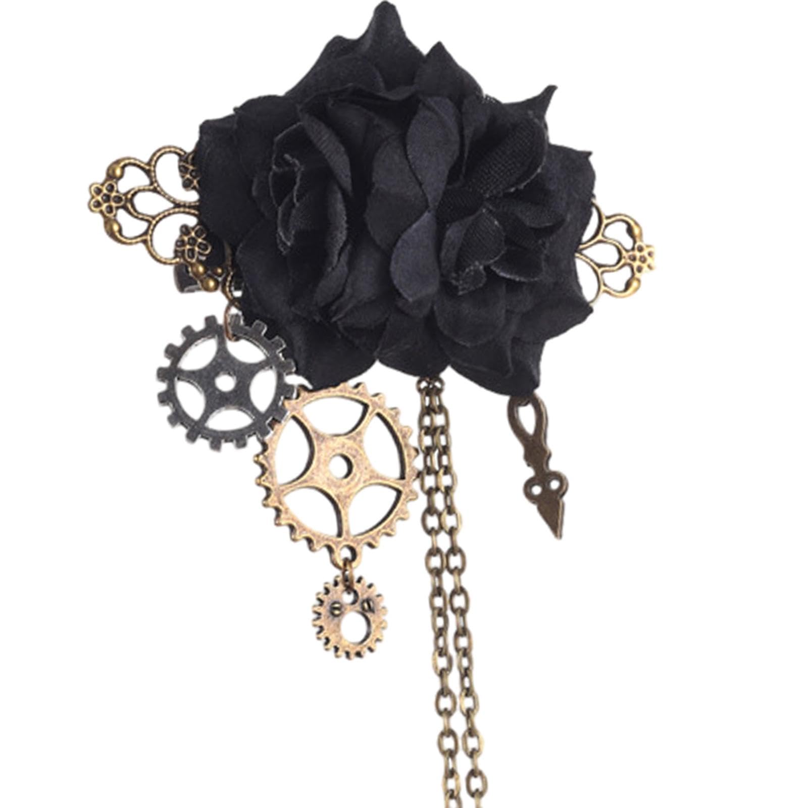 Tassel Chain Rose Hair Clip Brooch