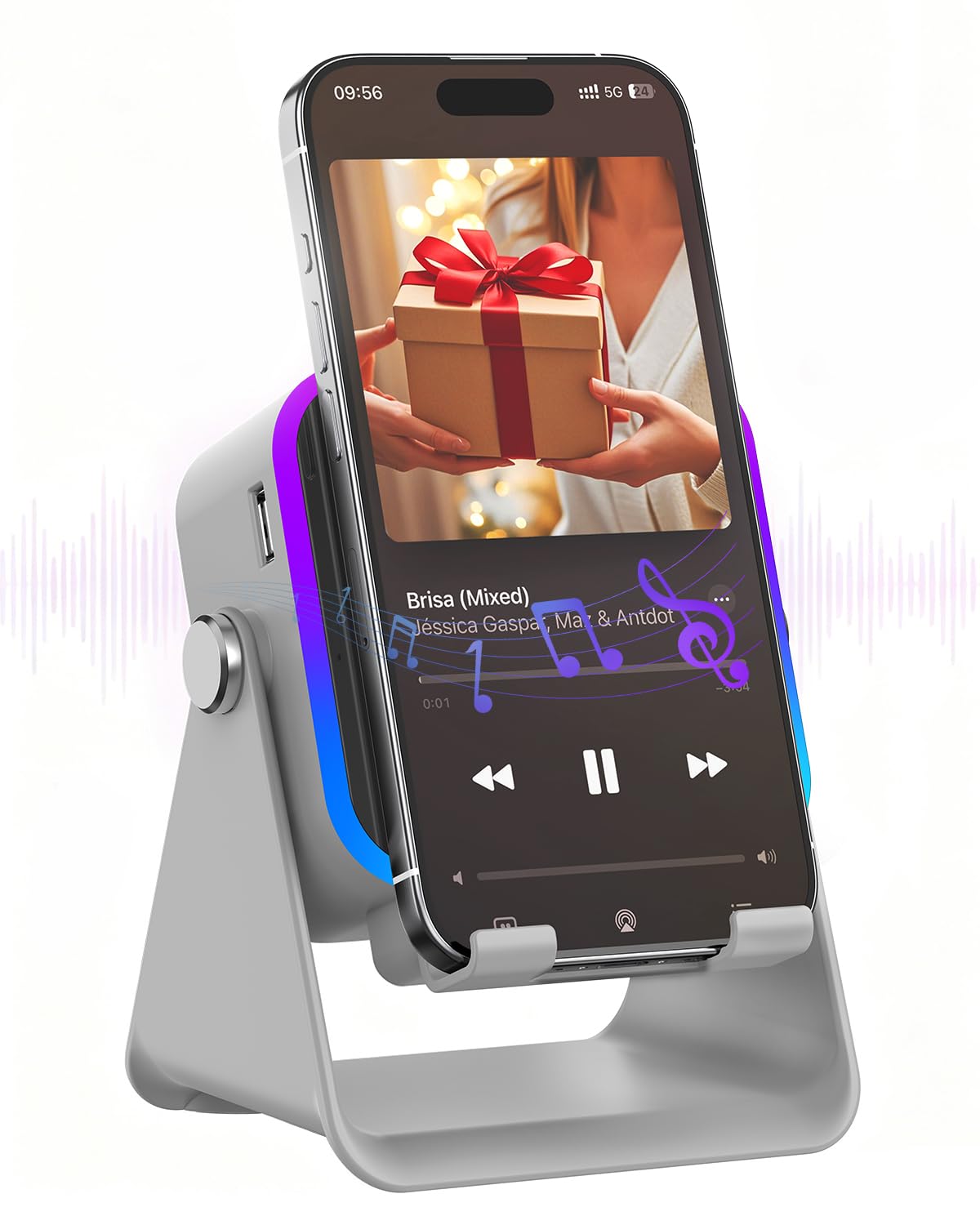 MILOUZ Gifts for Men Tech Gadgets Wireless Induction Speaker with Phone Stand – product photo (Portable Bluetooth Speake