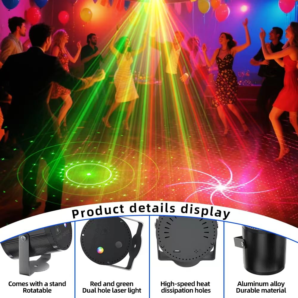 Mslitely Mini Disco Light Party Light Sound Activated dj Equipment 2 Pack – back view and specifications