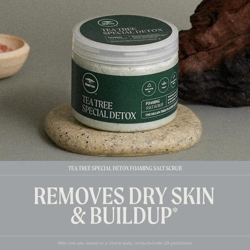 Tea Tree Special Detox Foaming Salt Scrub for hair, exfoliates and refreshes scalp, suitable for all hair types, 6.5 oz.