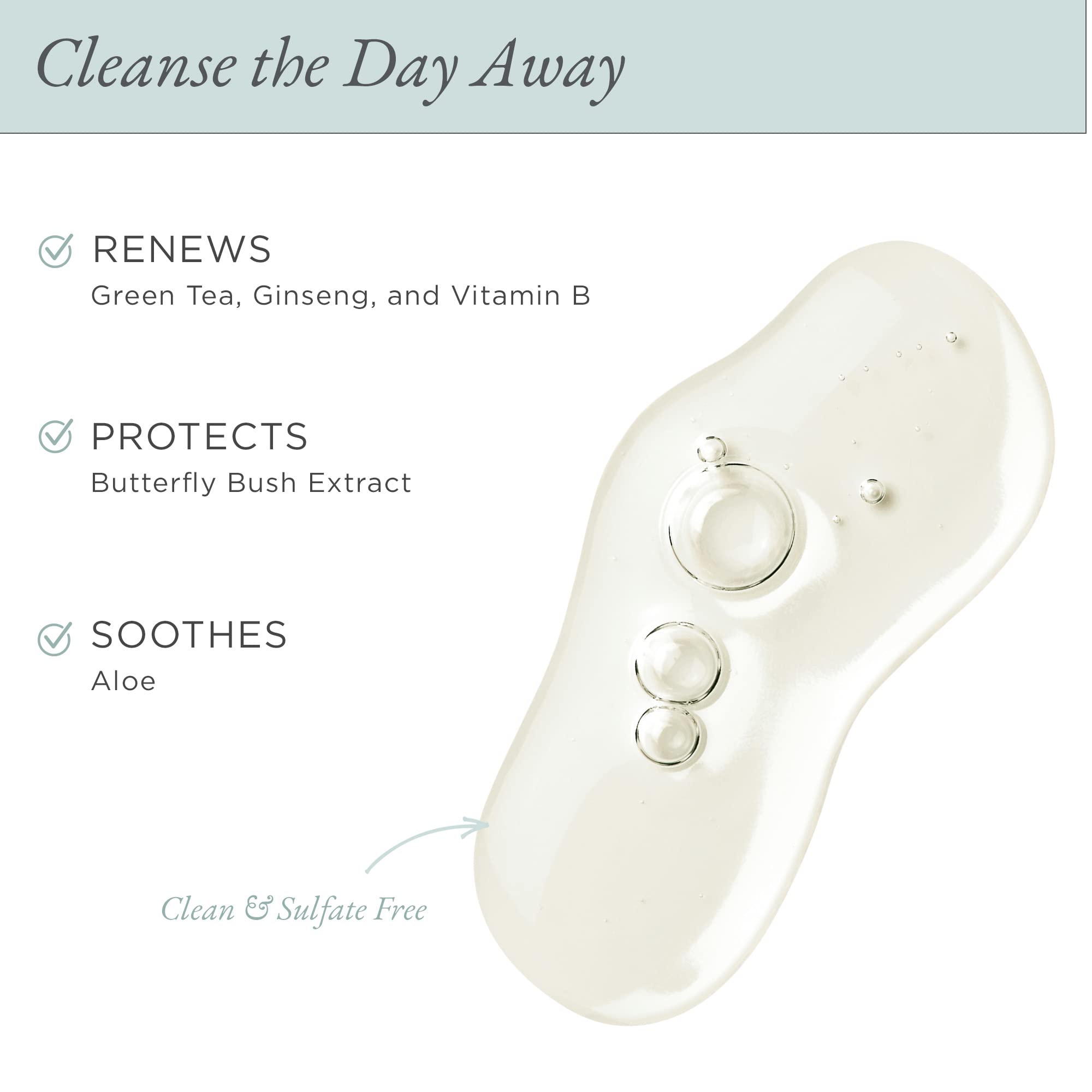 PÜR MINERALS Forever Clean Gentle Facial Cleanser with Blue Light Defense, a skin cleaning agent in a sleek bottle.