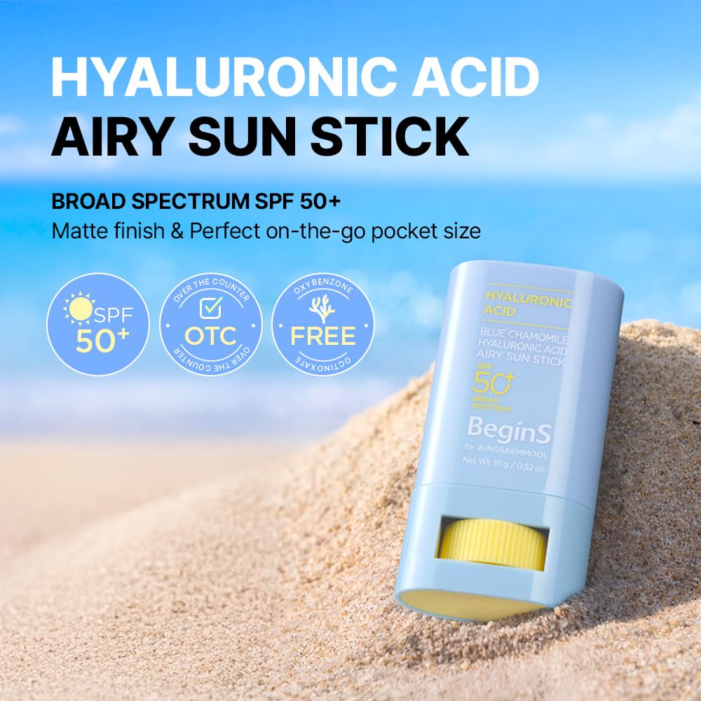 BeginS by JUNGSAEMMOOL BeginS Hyaluronic Acid Airy Sun Stick | SPF 50+, Lightweight Sunscreen – product photo (Facial Su