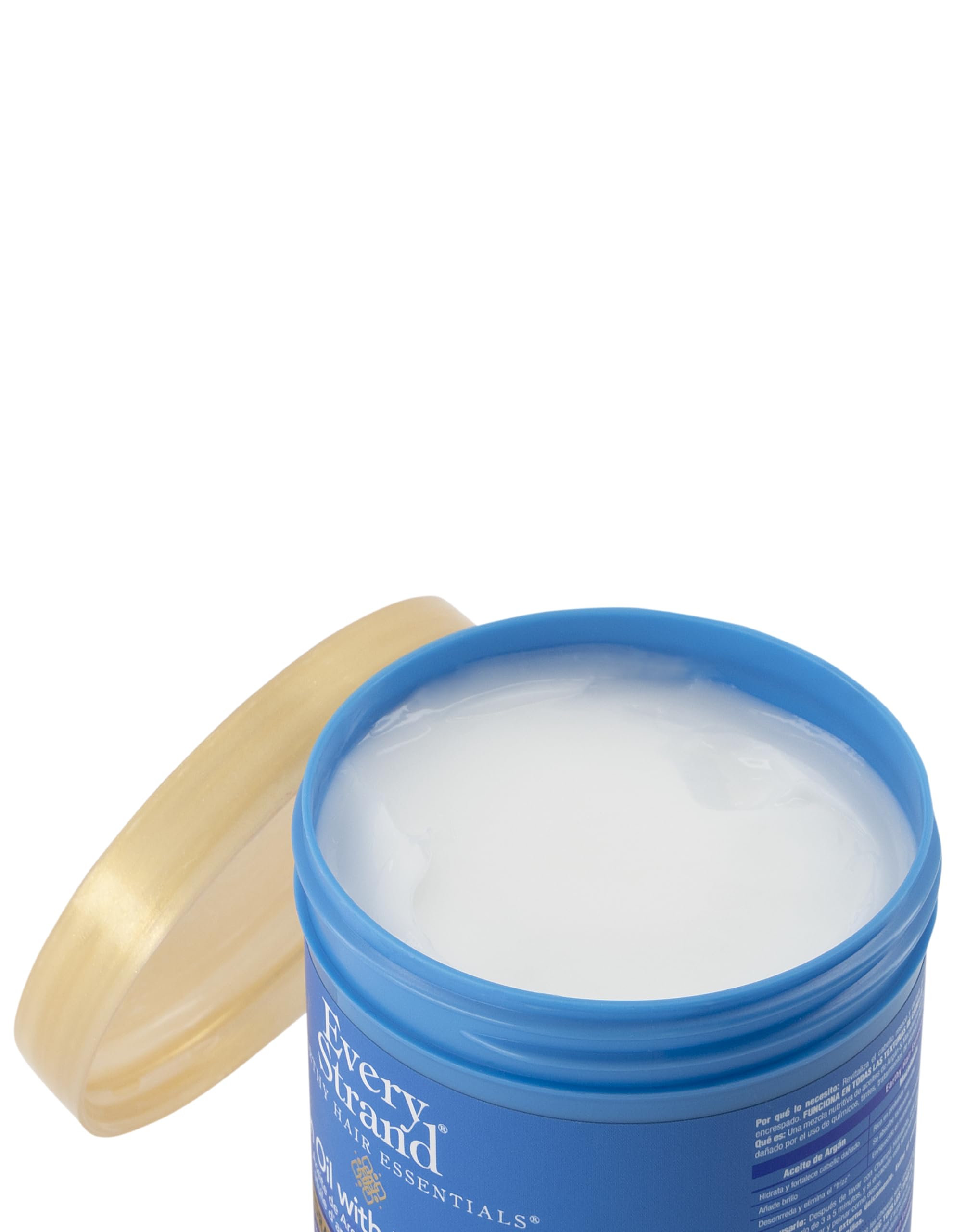 Every Strand Argan Oil and Macadamia Hydrating Hair Masque in a 15 oz jar, showing rich creamy texture and nourishing ingredients.