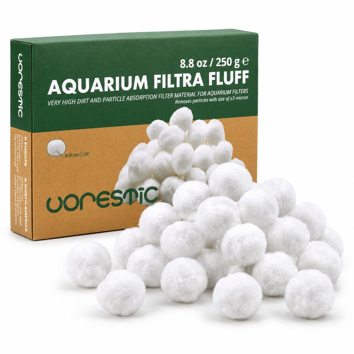 VORESTIC Filtra Fluff Aquarium Filter Floss, Aquarium Cotton Balls for Fish Tank, Turtle Tank, Canister Filter - Polishi