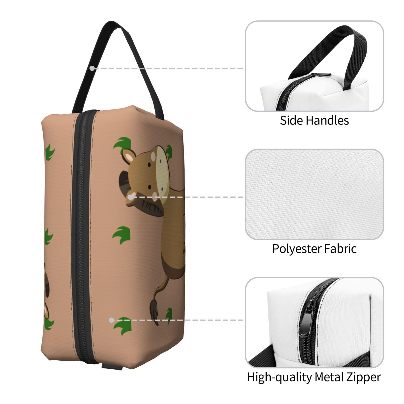 Large cartoon donkey travel toiletry bag by SXZVVBN, spacious cosmetic case with colorful donkey design for travel essentials.