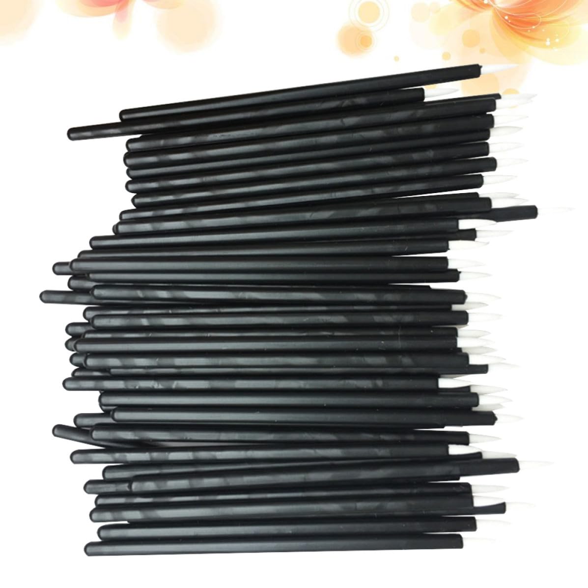 Set of 100 disposable nylon eyeliner brushes with thin tips for precise makeup application by WOFASHPURET.