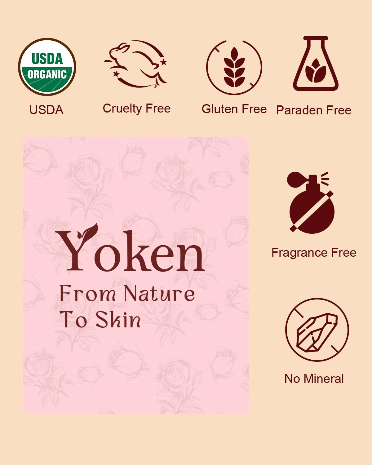 Organic Rose Multi-Use Body Oil For Skin Body, USDA Certified with Petals