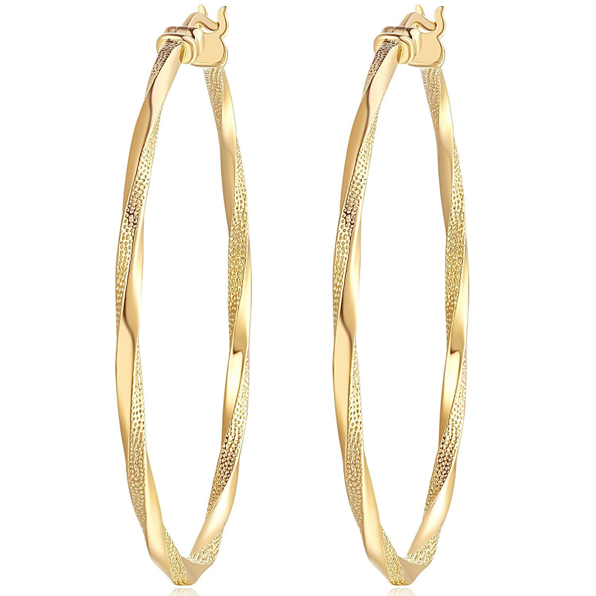 Verniflloga 14K Gold Hoop Earring for Women Earrings Gold Hoops – Yellow Gold, k gold, 40MM