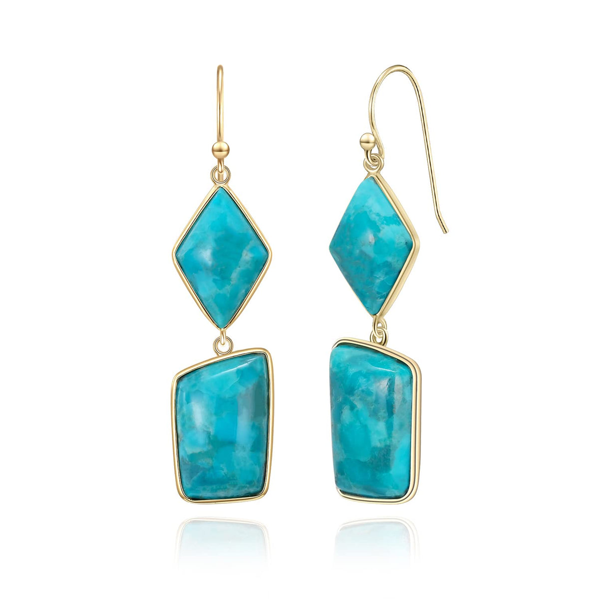 Jupiter Natural Turquoise/Moonstone Earrings for Women, Genuine Gemstone Dangle Earrings for Ladies, Birthstone Earrings
