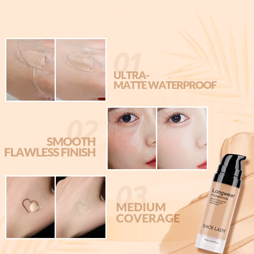 SACE LADY 2Pcs Face Make Up Set, Foundation and Oil Control Pressed Powder – product photo (Powder)