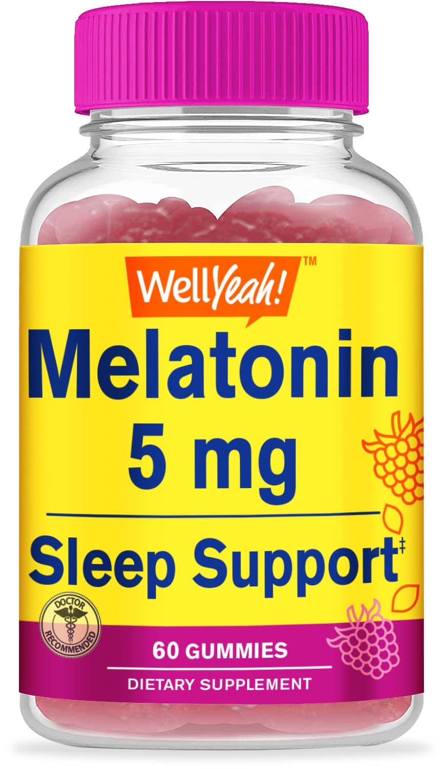 WellYeah Melatonin Gummies 5 mg - Natural Sourced Flavors - - Product Imagery