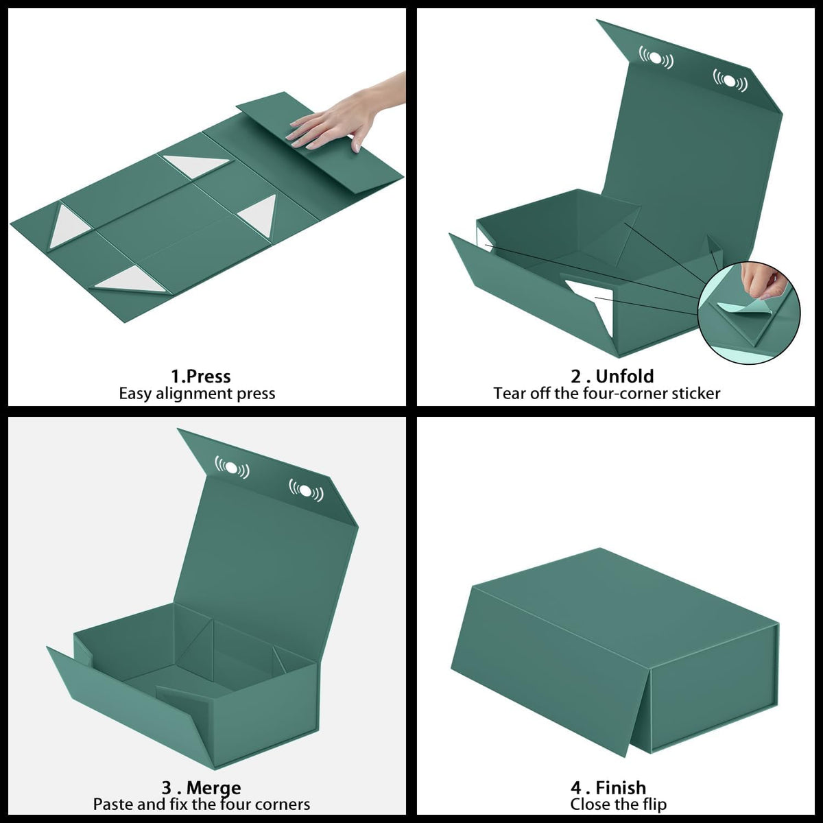 RYDDOY 5 Pack Green Gift Box 13 8x9 5x4 3 Large Gift Boxes - RYDDOY Official Imagery - 7