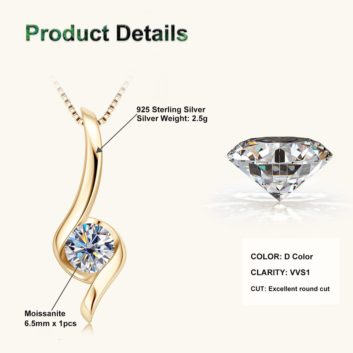 1CT Infinity Moissanite Pendant Necklace for Women - PROSTORY Official Imagery - 4