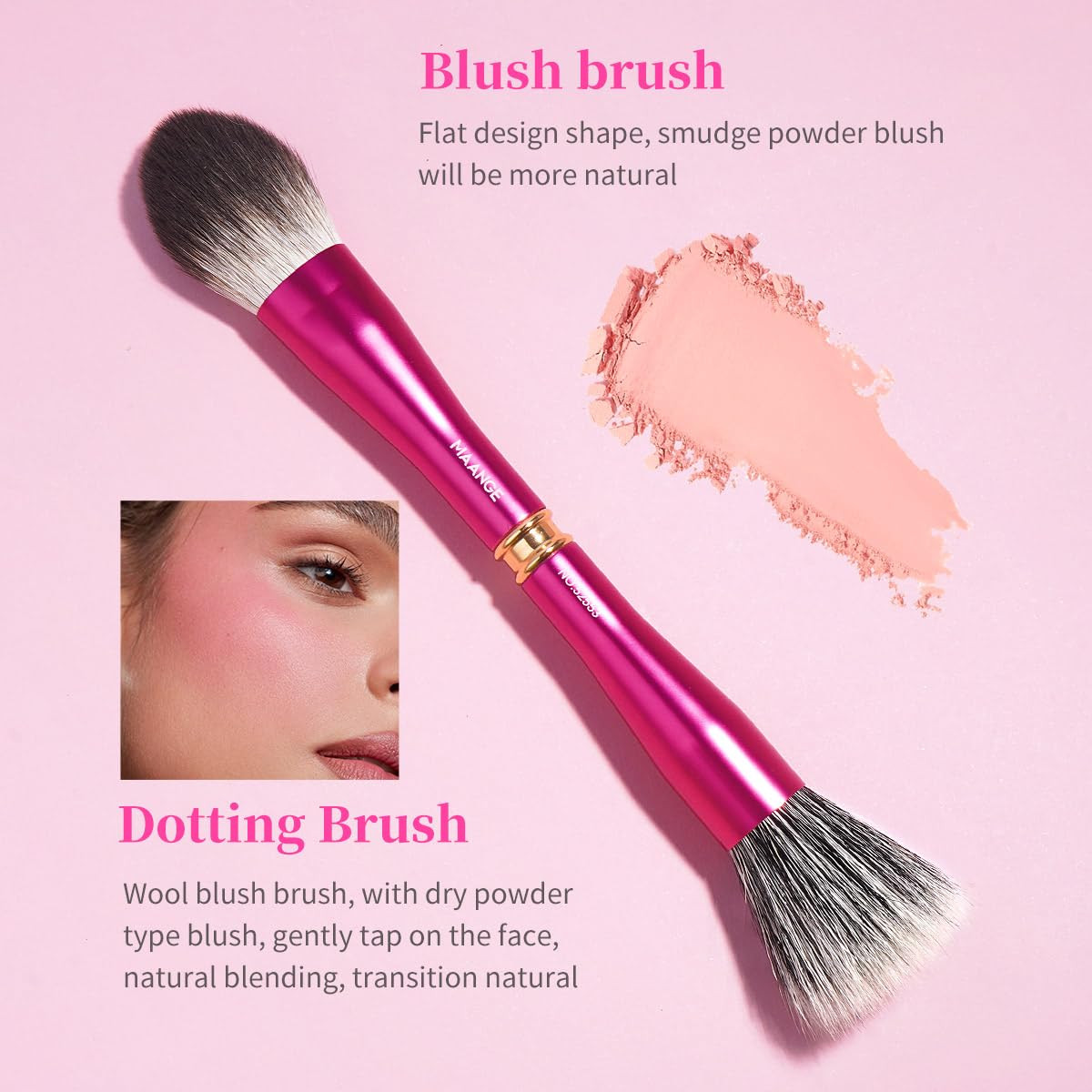MAANGE Makeup Brushes 12 Pcs Double-ended Kabuki Brush Travel Makeup Brushes for Foundation Powder Concealers Eye Shadow