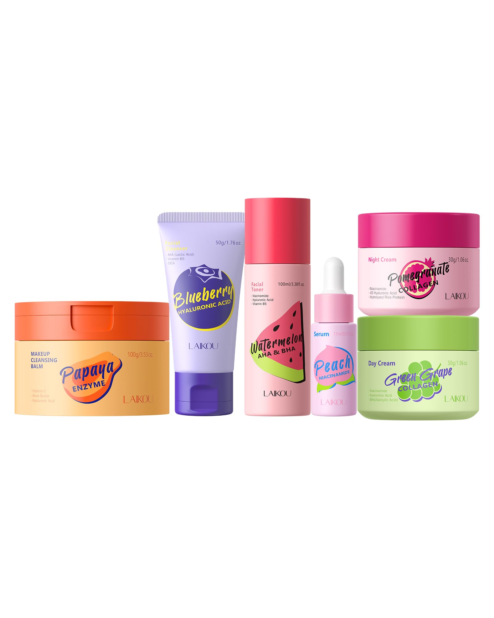 LAIKOU Fruit Skin Care, Skin Care Set with Papaya Makeup - Product Imagery