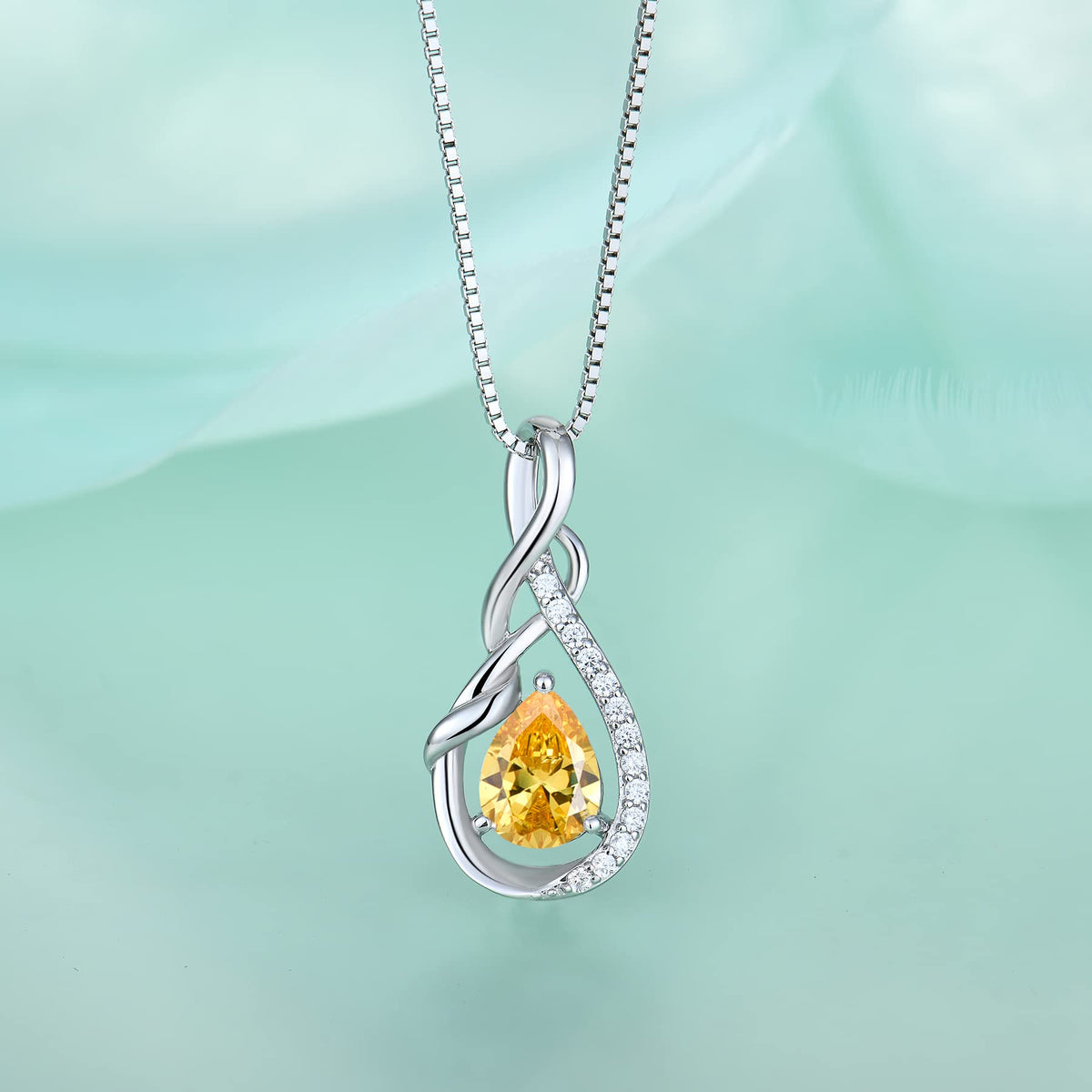 STARCHENIE Infinity Teardrop Necklace for Women 925 Sterling Silver Pendant Birthstone Jewelry – packaging and label