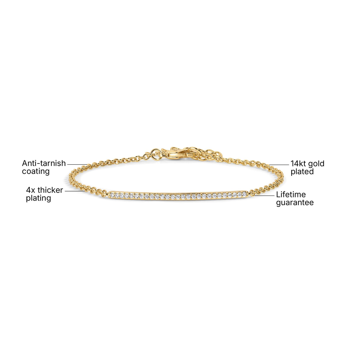 Electric Picks Jackson Bracelet, Dainty Gold Crystal Bar Bracelet for Women – packaging and label