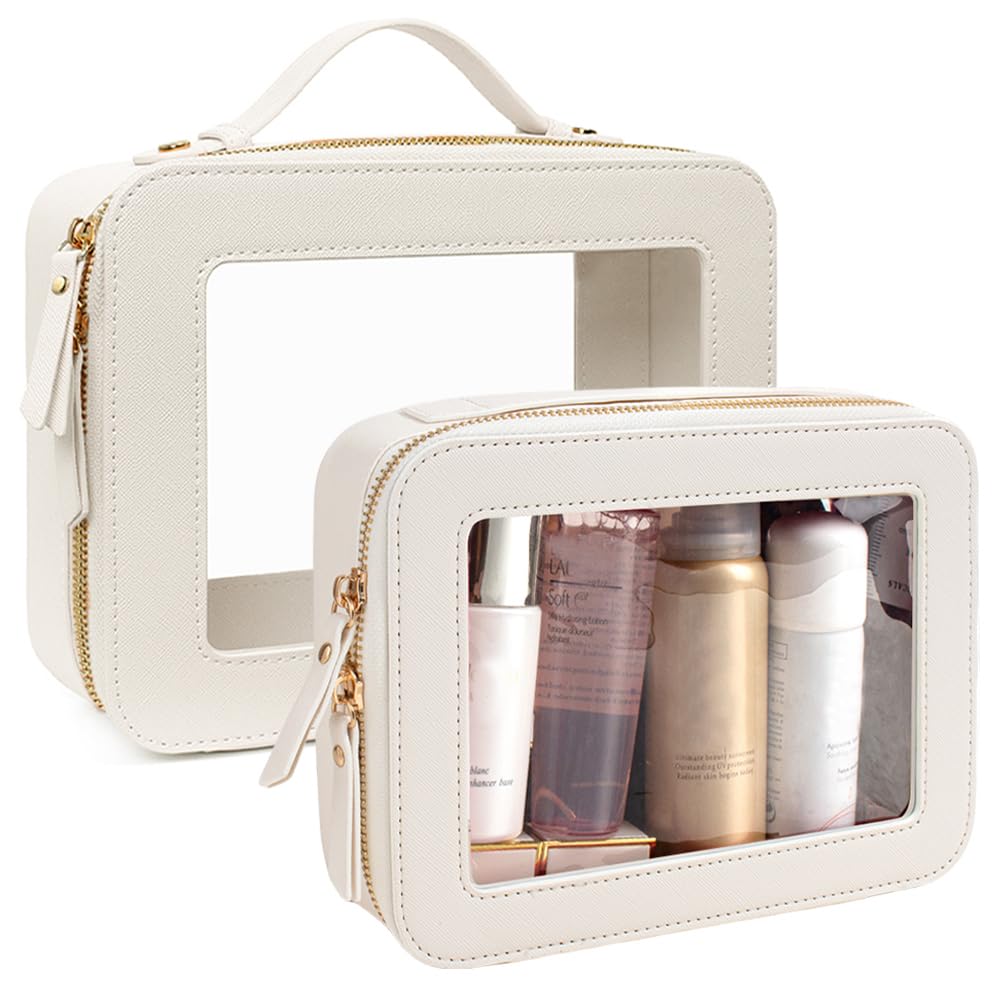FFpaw Travel Clear Makeup Bag Set, TSA Approved Cosmetic Bag Case with Zipper Portable Makeup Pouch Toiletry Bag Traveli