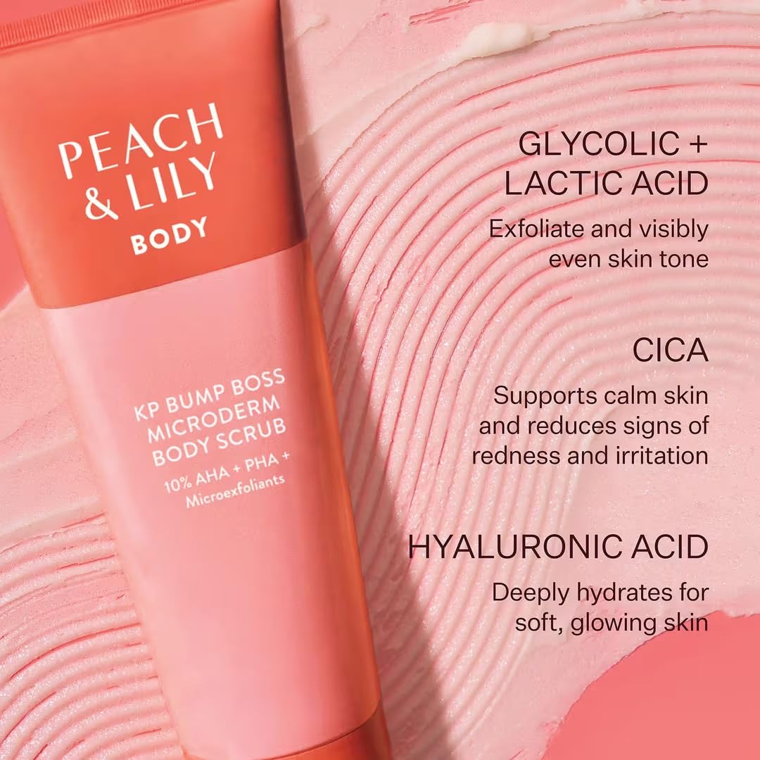 Peach & Lily KP Bump Boss Body Microderm Scrub Acid | Oz – packaging and label