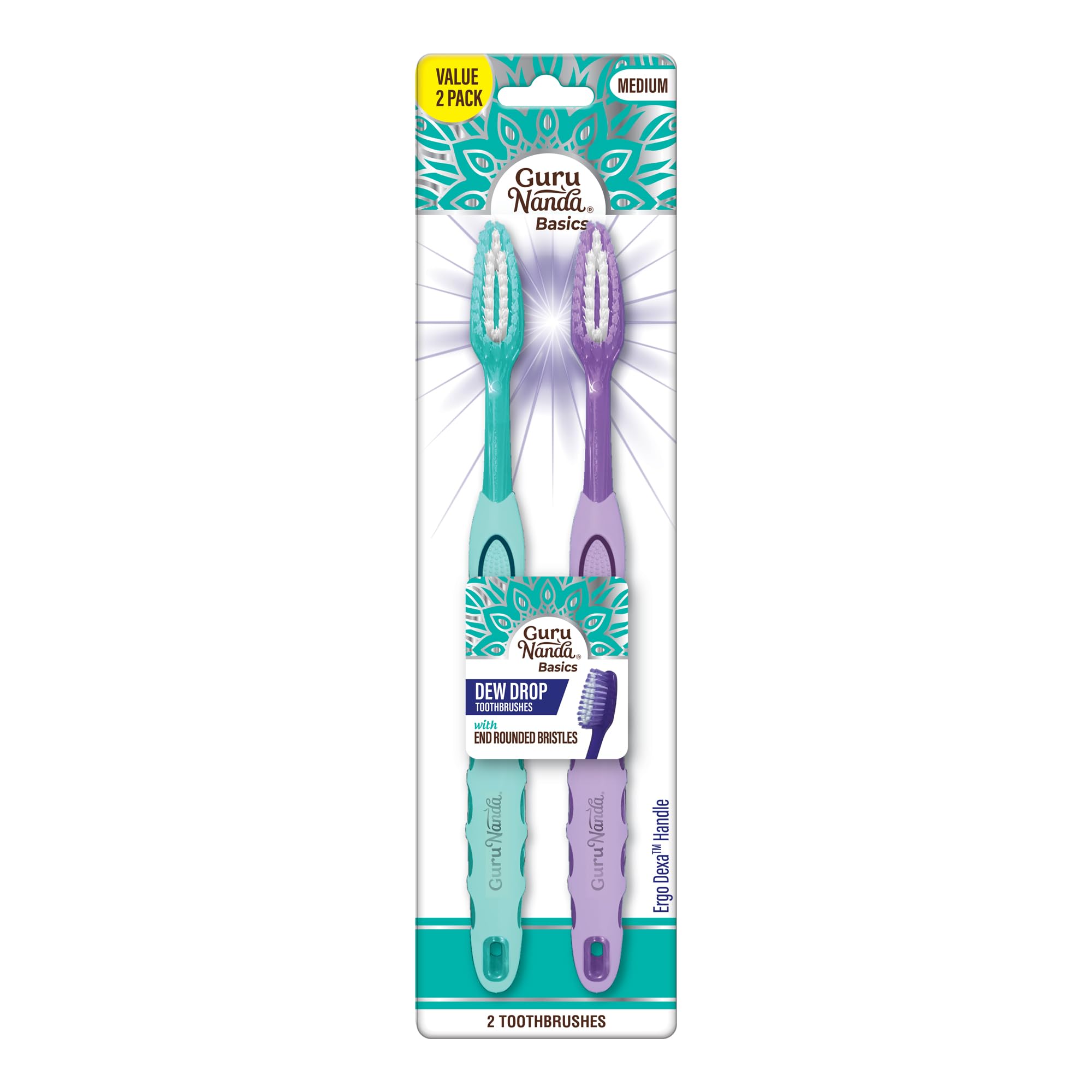 GuruNanda Dew Drop Toothbrushes - Medium Bristles for Deep - Product Imagery
