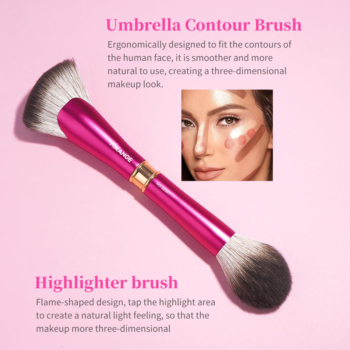 MAANGE Makeup Brushes 12 Pcs Double-ended Kabuki Brush Travel Makeup Brushes for Foundation Powder Concealers Eye Shadow