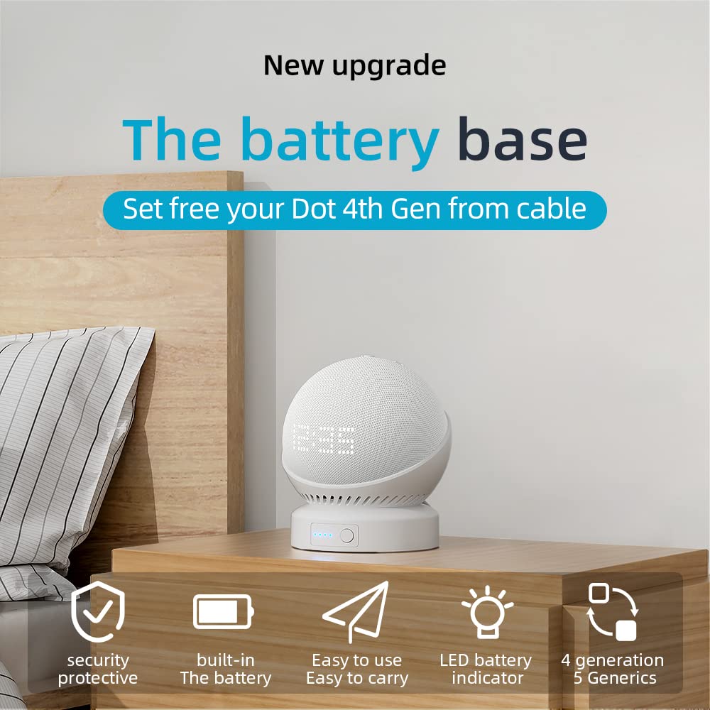 Liboer Battery Base for Echo dot 5th Generation Portable Echo Dot 4th Generation and Homepod Mini Battery Stand Accessor