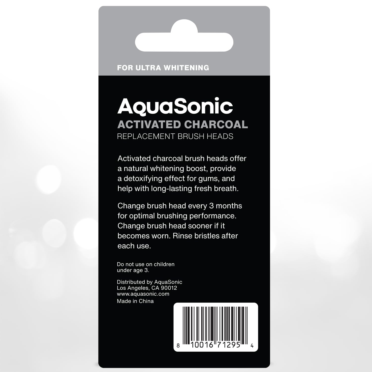 Two black AquaSonic genuine replacement toothbrush heads for normal and sensitive teeth, compatible with AquaSonic toothbrush handles.