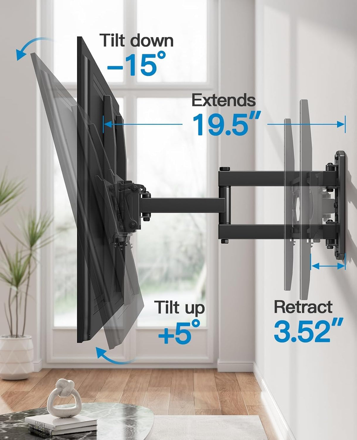Pipishell Full Motion TV Wall Mount for 26–65 inch TVs up to 77 lbs – packaging and label