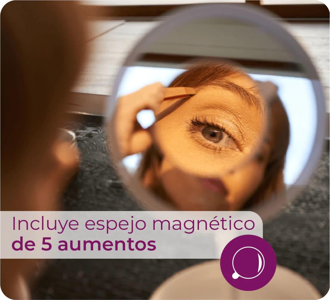 Beurer Illuminated 5X Vanity and Cosmetics Mirror, Touch Sensor Surface, Storage Tray, with Portable, Magnetic Magnifyin
