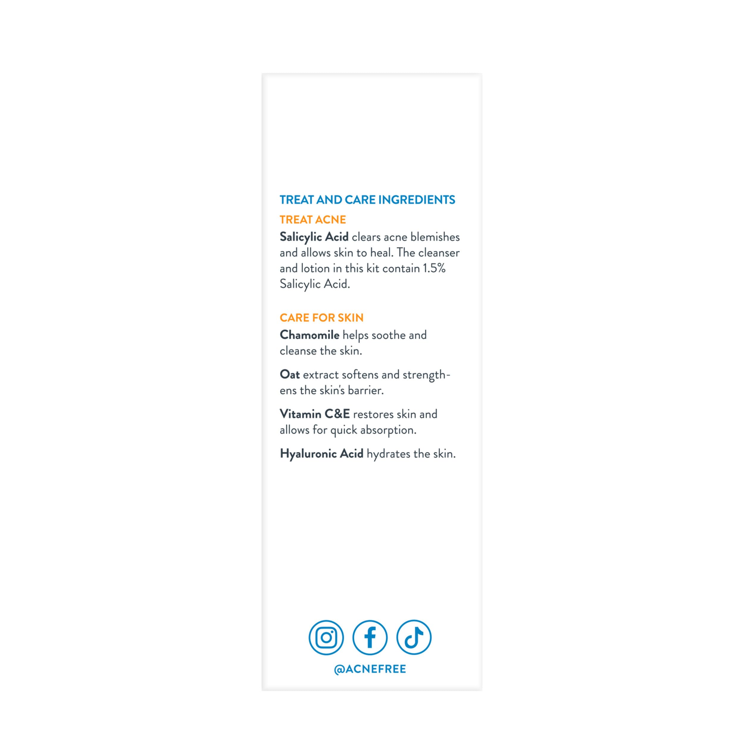 AcneFree Sensitive Skin 24Hr Acne Clearing System Kit with gentle astringent for clear, healthy skin on a clean surface.