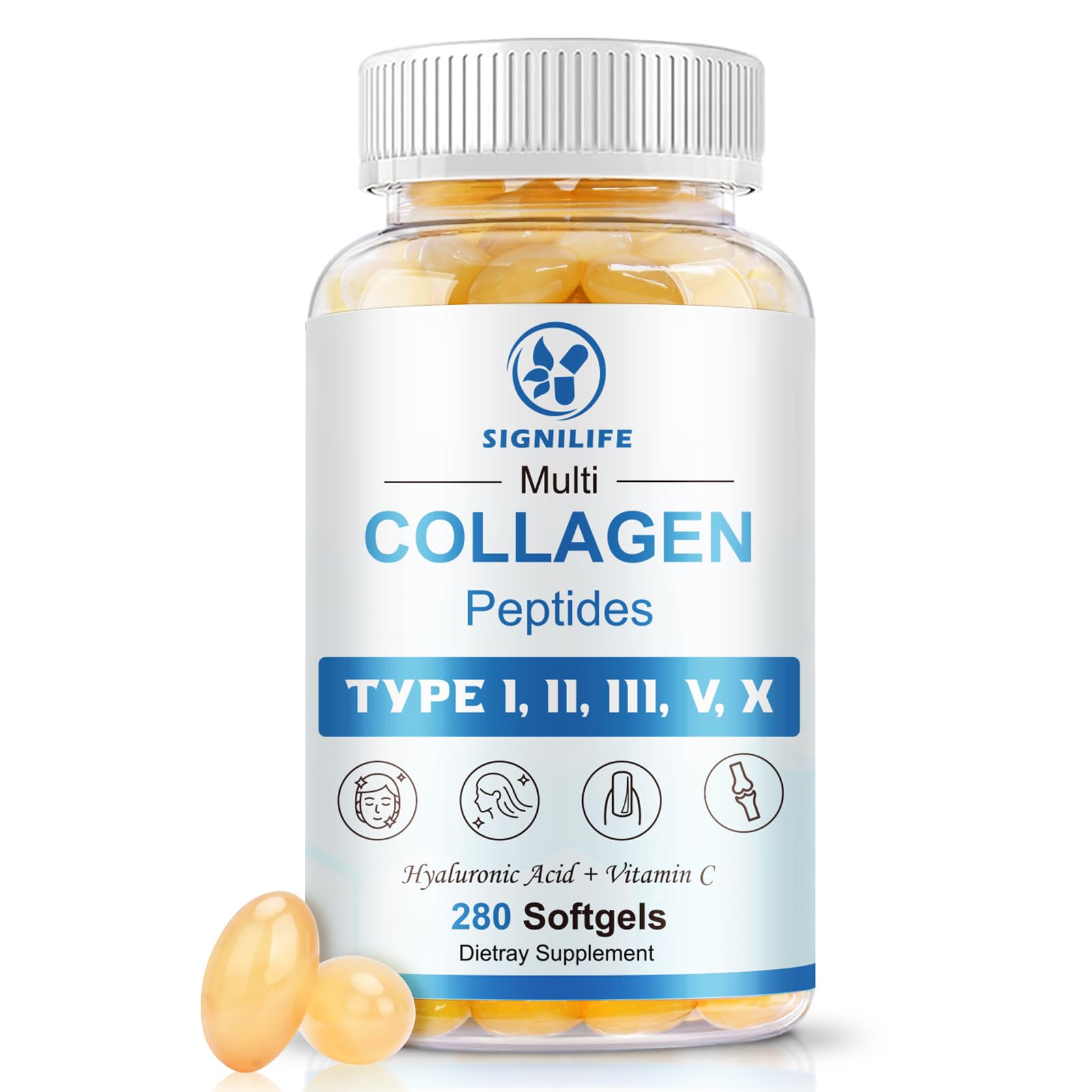 SIGNILIFE Multi Collagen Peptides for Women & Men-Type I, II, III, V, X