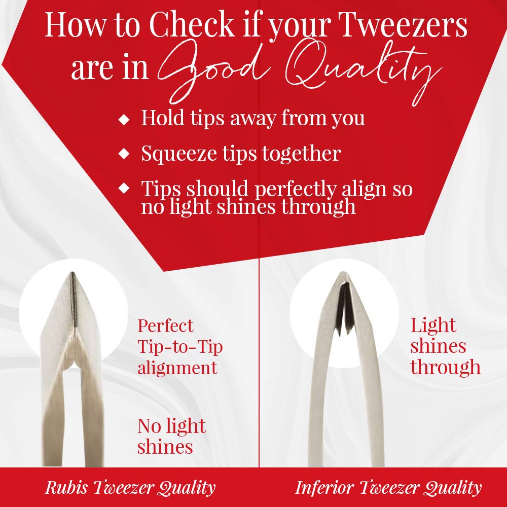 Rubis Switzerland Slanted Tip Tweezer-Silver – close-up detail in Silver