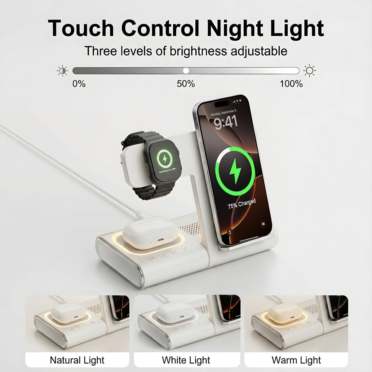 BLKE Pro BLKE Bedside Charging Hub with Speaker Light: Foldable Wireless Station