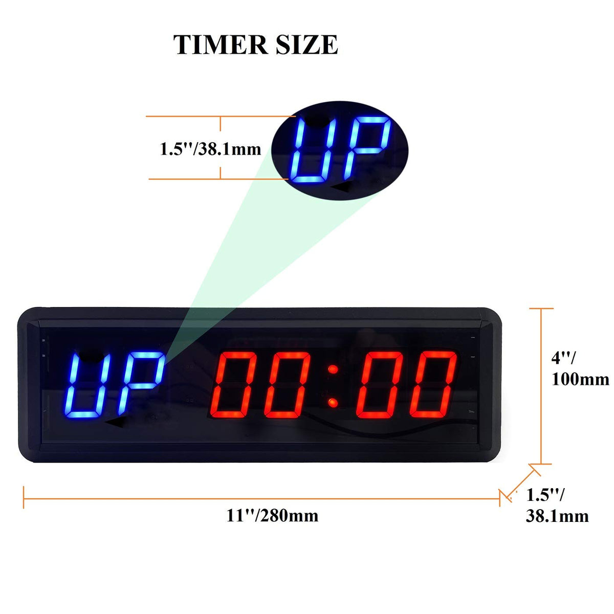 BTBSIGN LED Interval Timer Count Down/Up Clock Stopwatch with Remote for Home Gym Fitness – Two blue digit and four red 